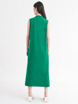 Cotton Dress With Schiffli Detail - Green