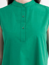 Cotton Dress With Schiffli Detail - Green