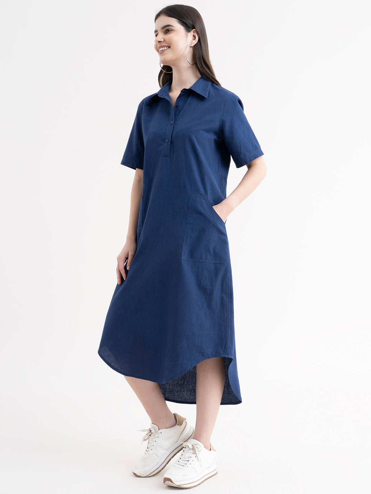 Linen Shift Dress - Blue