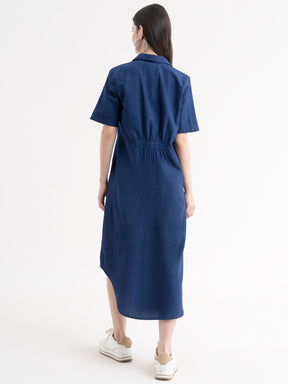 Linen Shift Dress - Blue