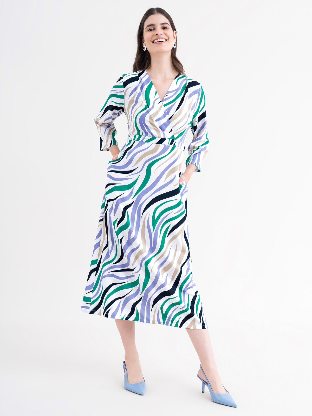 Animal Print A-Line Dress - Multicolour