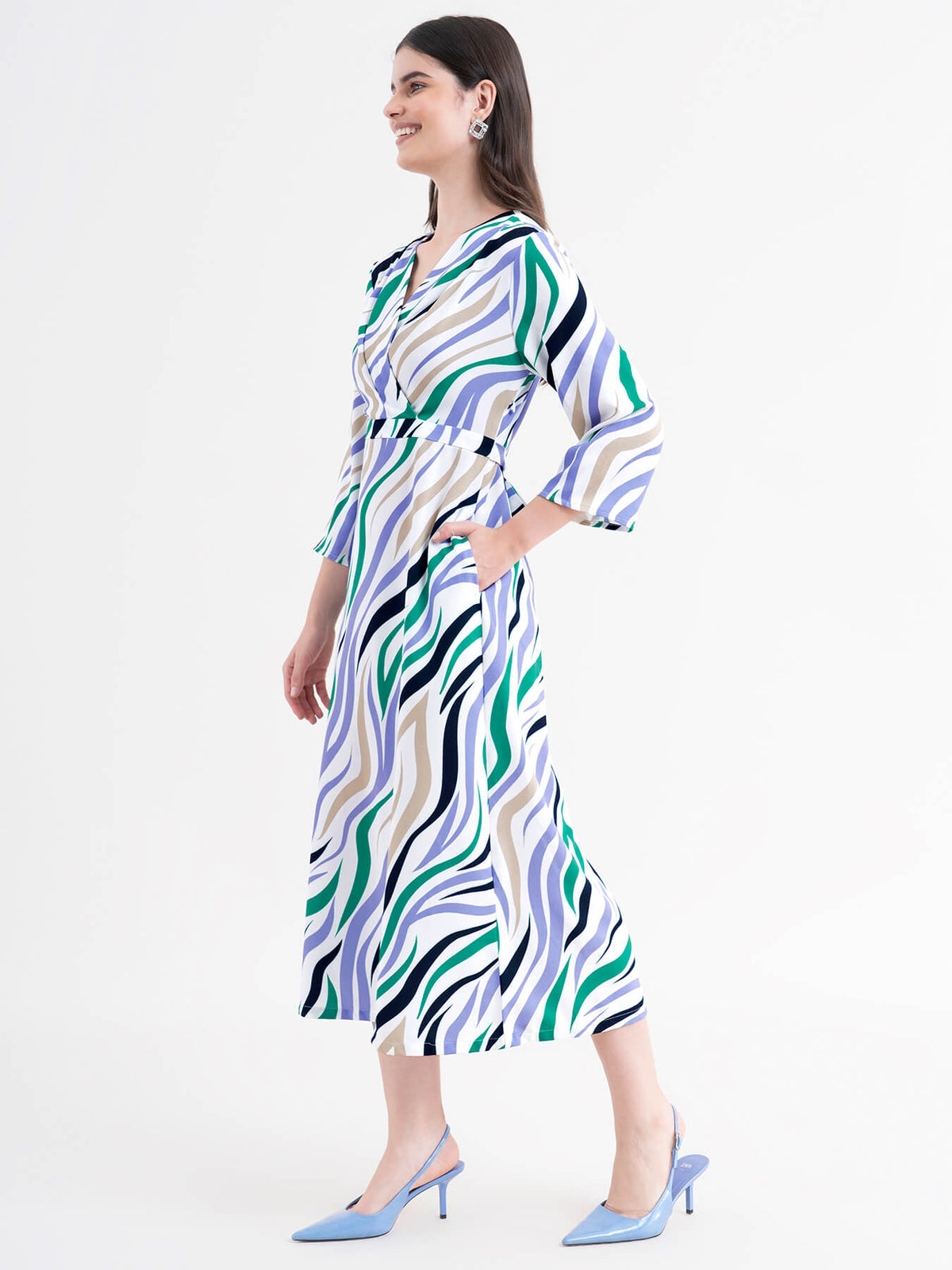 Animal Print A-Line Dress - Multicolour