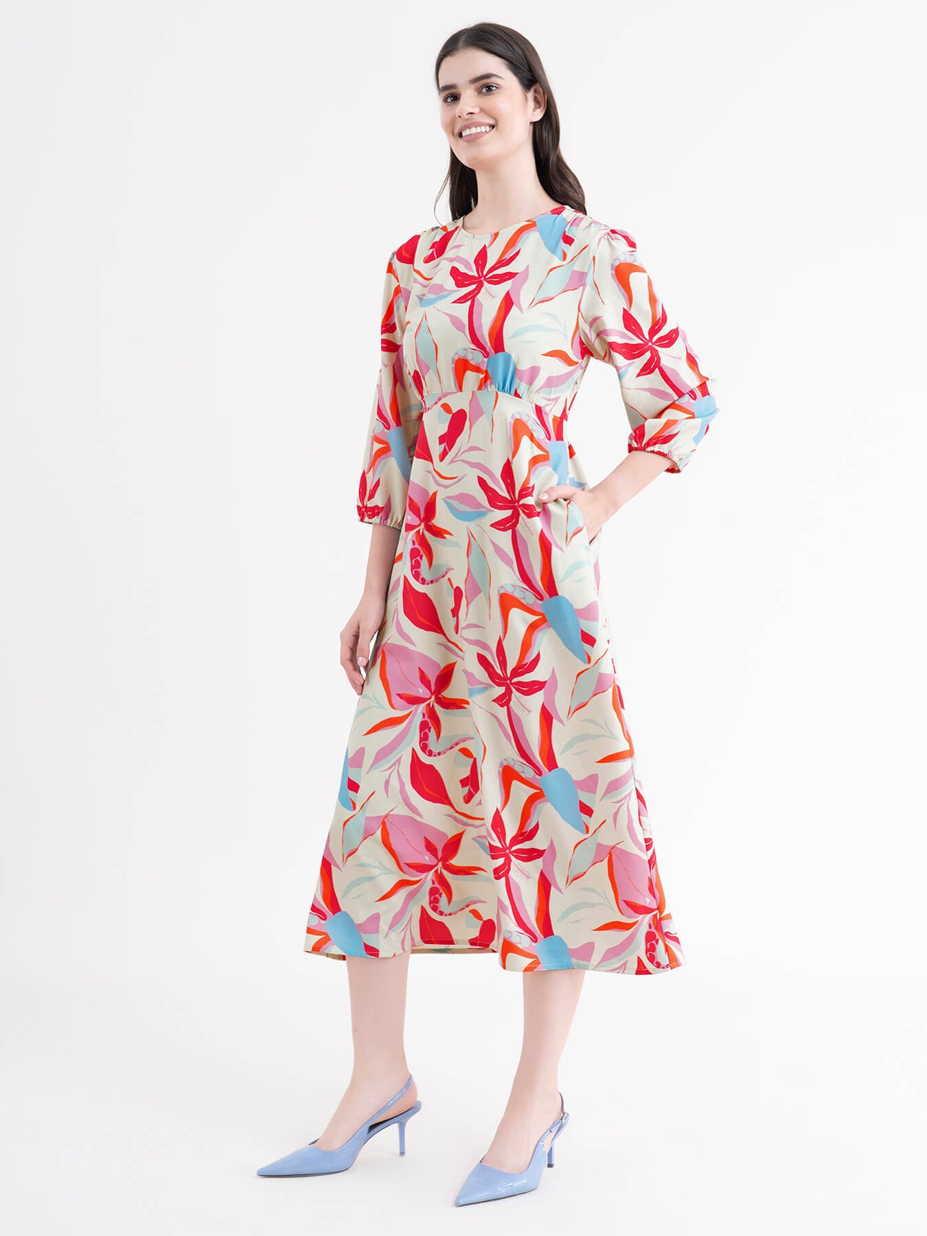 Floral a-line Dress - Multicolour