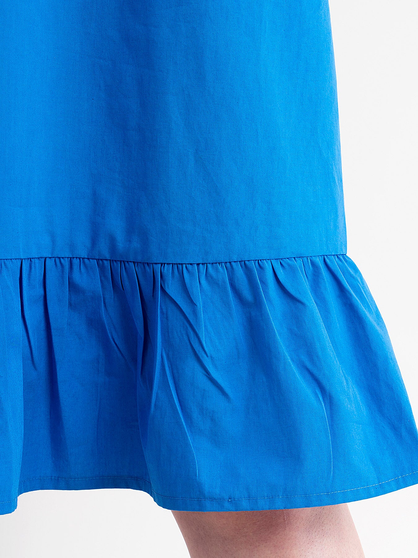 Cotton Ruffled Dress - Royal Blue