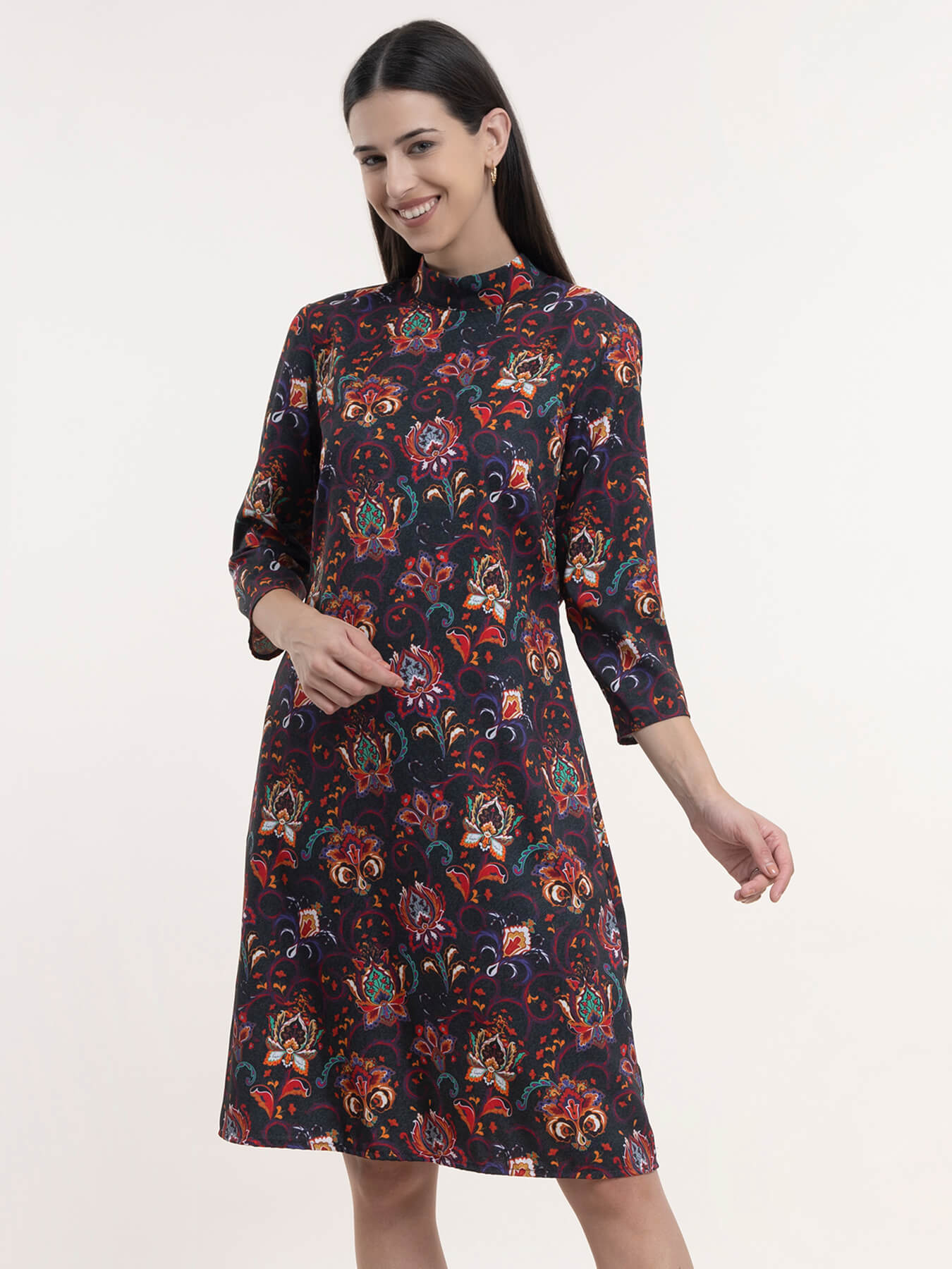 Floral A-Line Dress - Multicolour