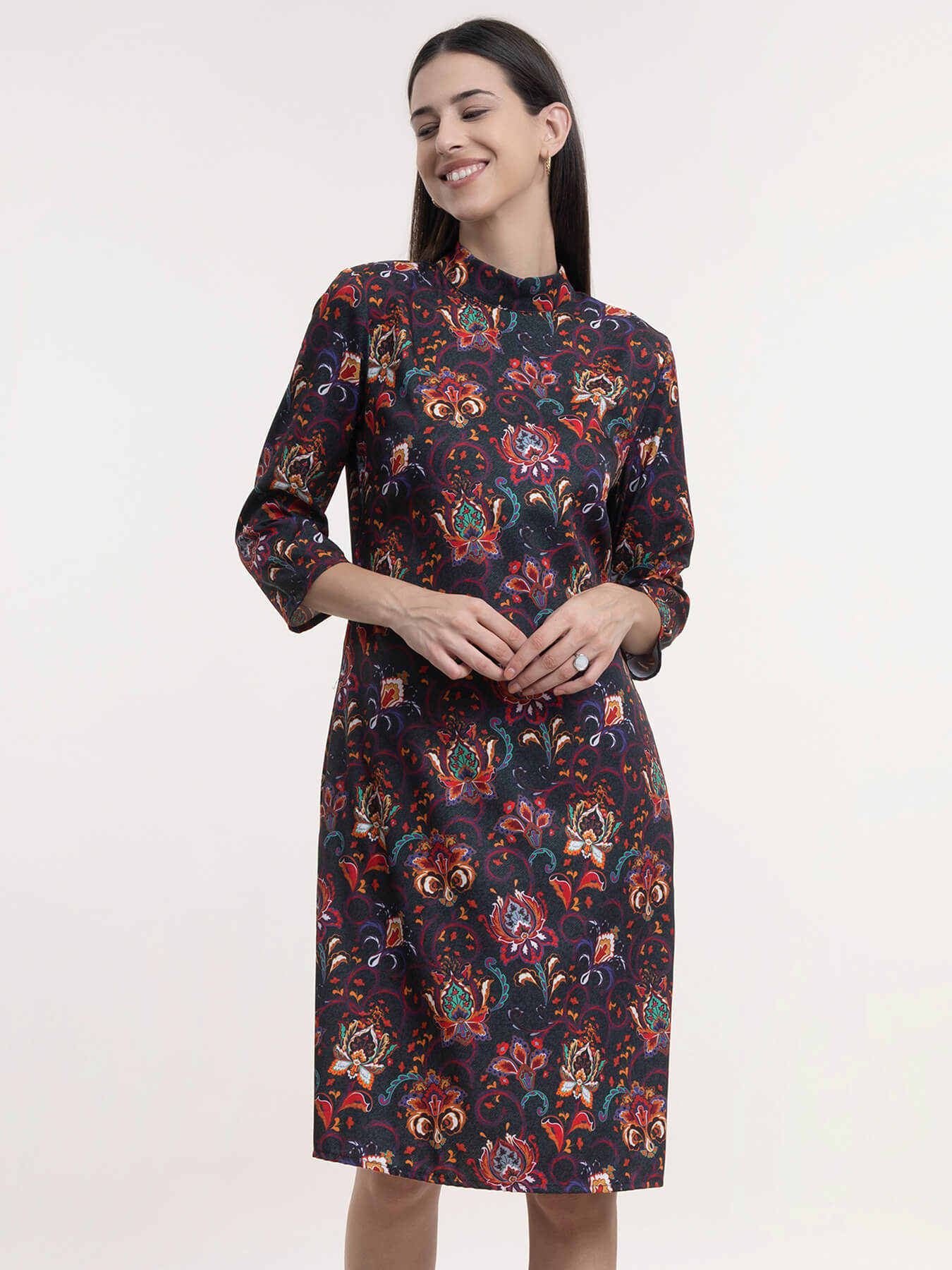 Floral A-Line Dress - Multicolour