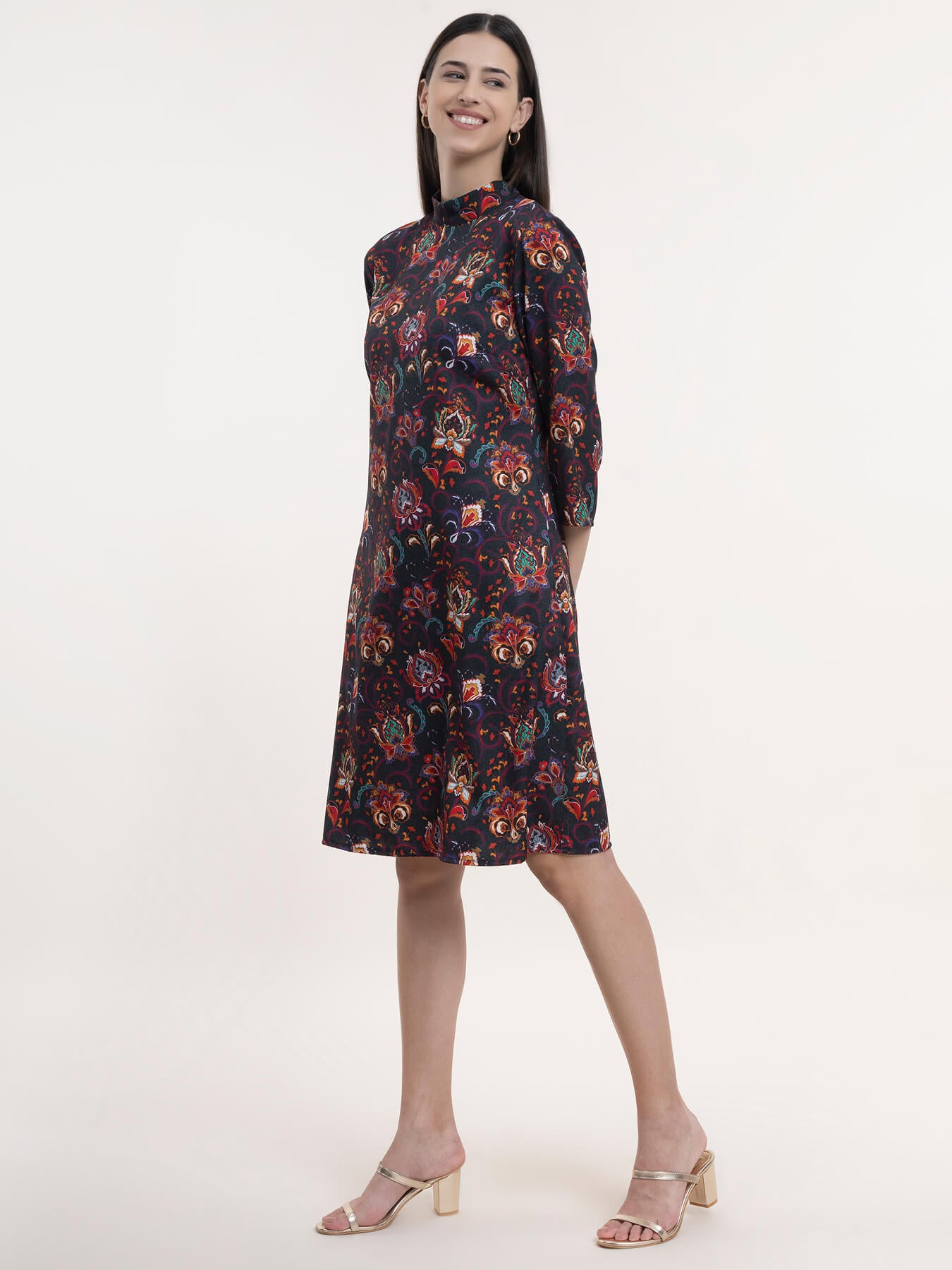 Floral A-Line Dress - Multicolour