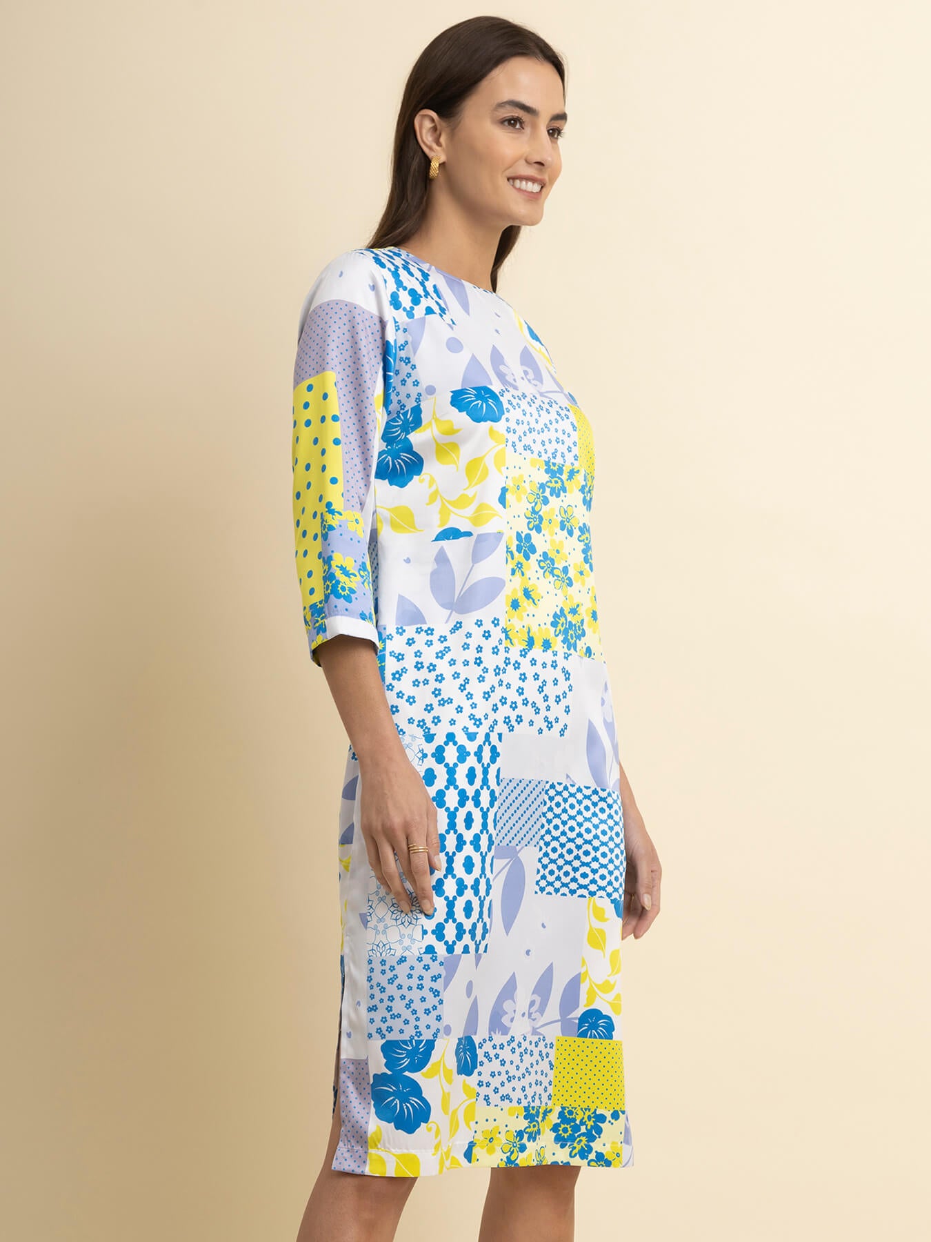 Abstract Print Shift Dress - Multicolour