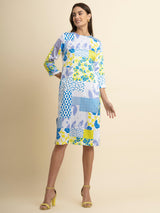 Abstract Print Shift Dress - Multicolour