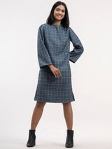 Checkered Shift Dress - Blue| Formal Dresses