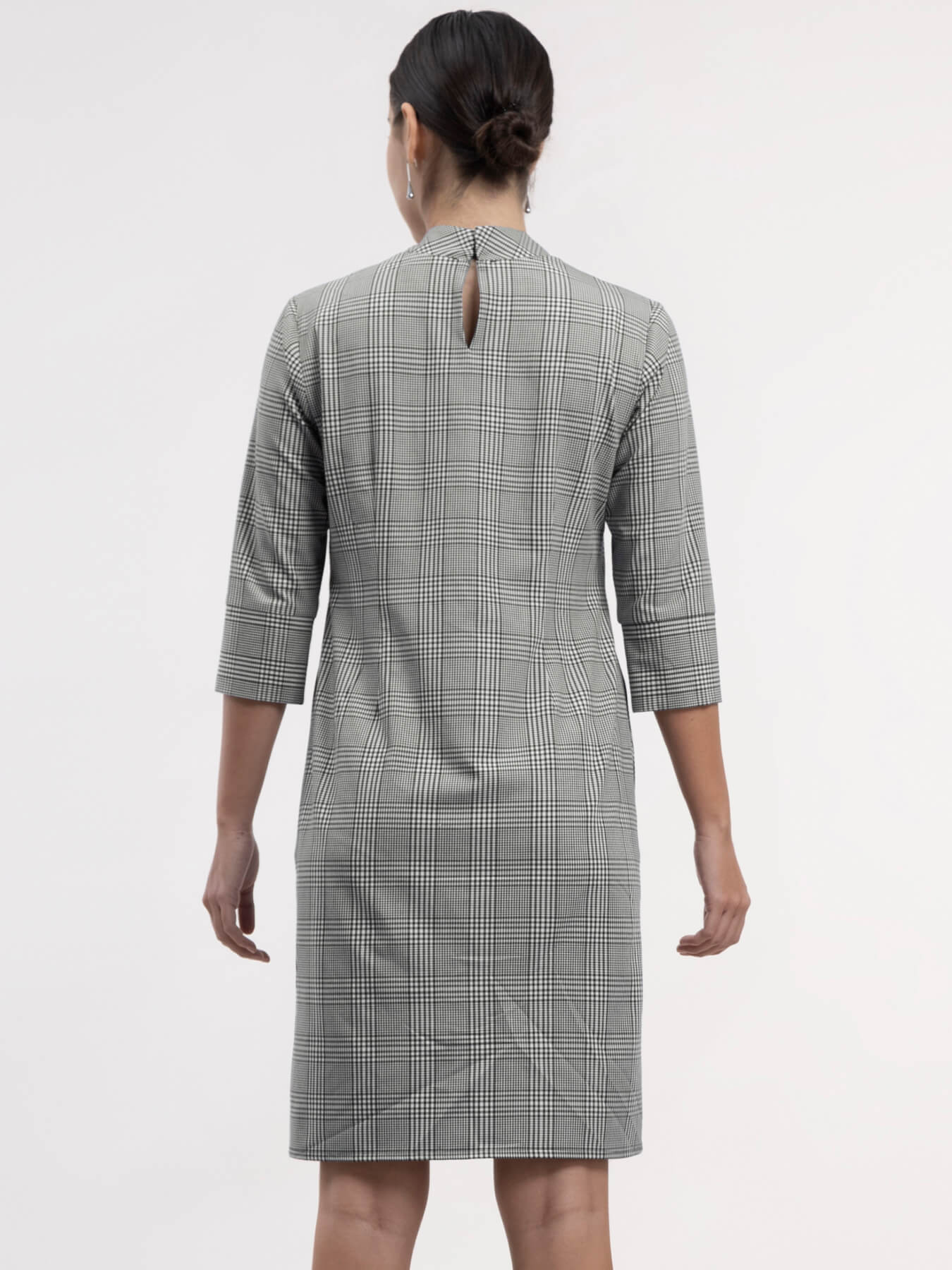 Cotton Checkered Shift Dress - Black and White| Formal Dresses