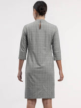 Cotton Checkered Shift Dress - Black and White| Formal Dresses