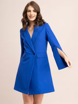 Single button Jacket A-Line Dress - Royal Blue
