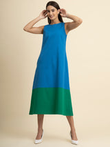 Colour Block Dress - Blue and Green