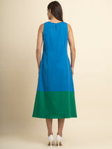 Colour Block Dress - Blue and Green