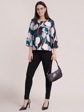 Floral Round Neck Top - Multicolour