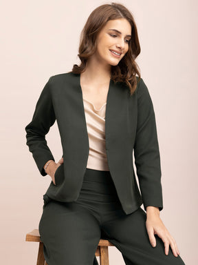 Open Front Blazer - Olive| Formal Jackets