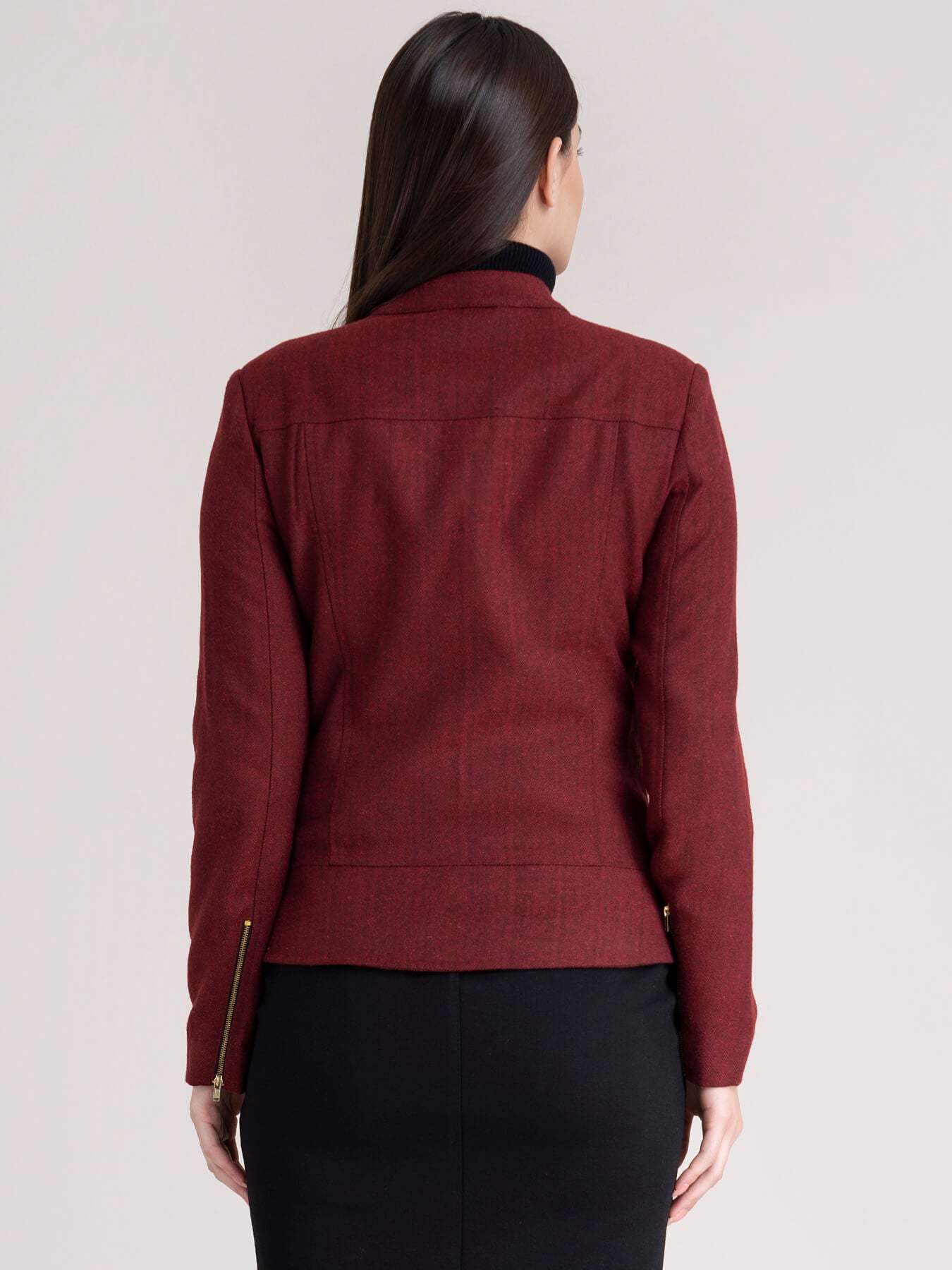 Wool Blend Twill Jacket - Red