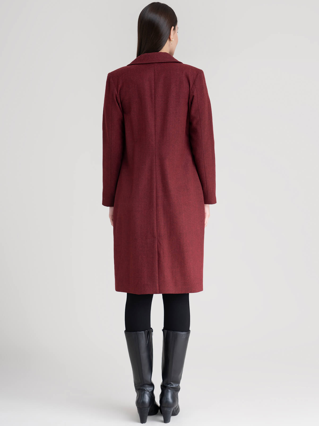 Tweed Longline Jacket - Maroon