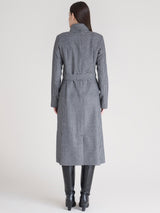 High Neck Wool Blend Overcoat - Black And White