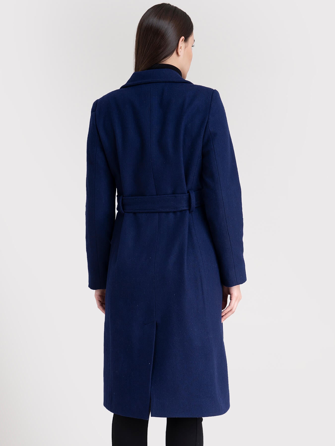 Double-Breasted Wool Blend Overcoat - Navy