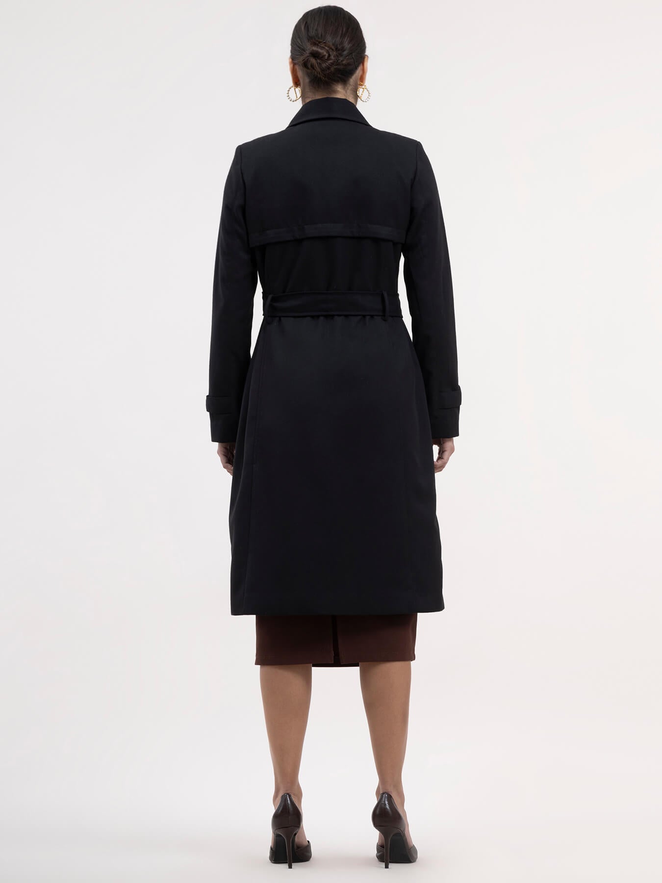 Double-Breasted Trench Coat - Black