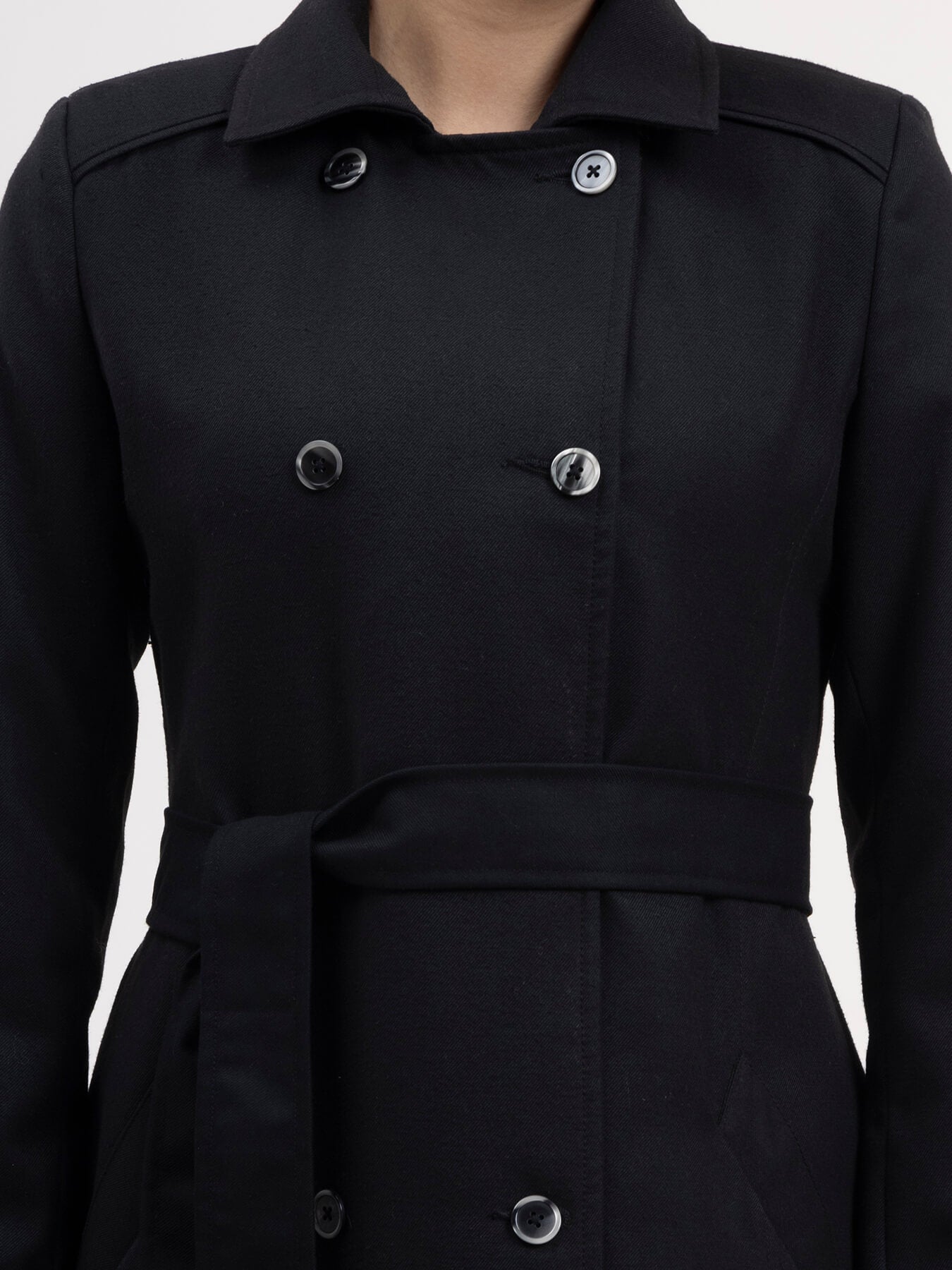 Double-Breasted Trench Coat - Black