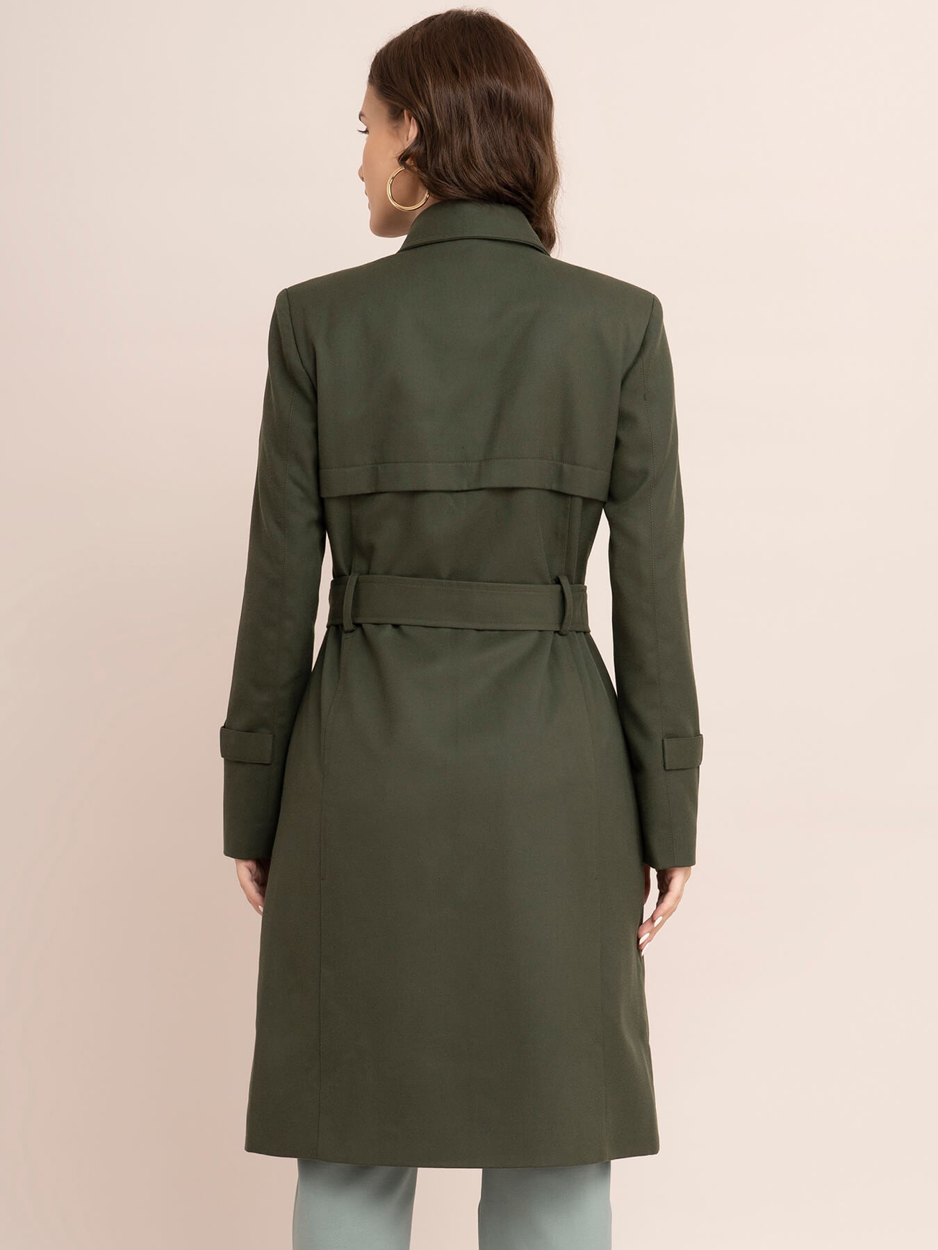 Double Breasted Trench Coat - Olive