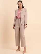 Linen Notch Lapel Collar Blazer - Beige| Formal Jackets