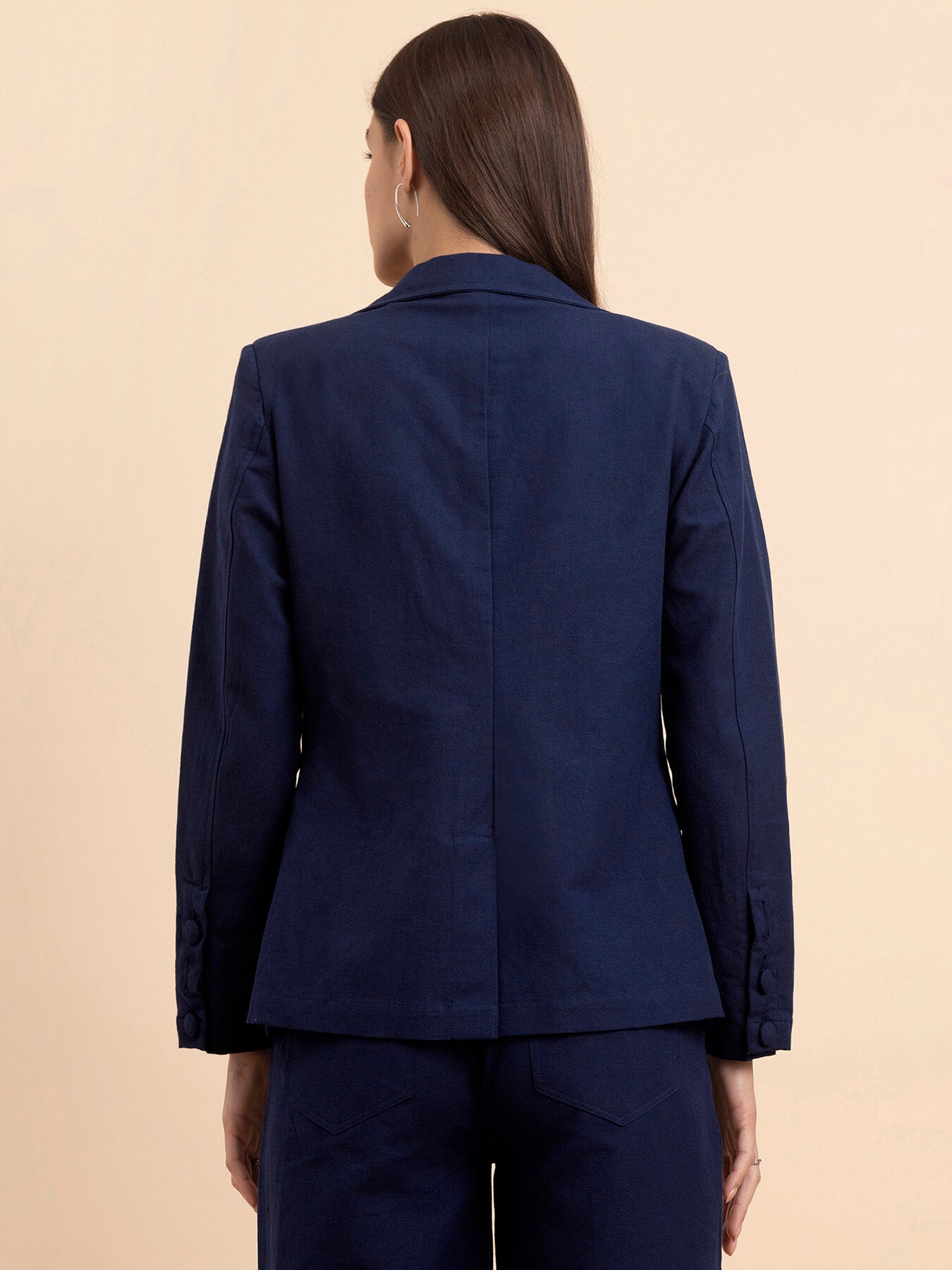 Linen Notch Lapel Collar Blazer - Navy Blue| Formal Jackets