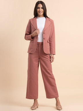 Linen Notch Lapel Collar Blazer - Dusty Pink| Formal Jackets