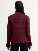Wool Blend Houndstooth Jacket - Red