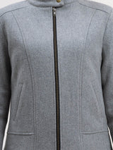 Wool Blend Zipper Jacket - Grey