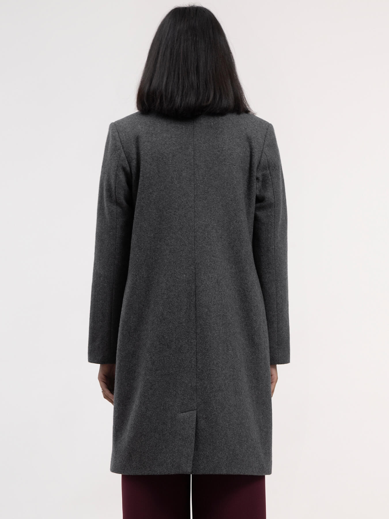 Wool Blend Double Breasted Jacket - Grey