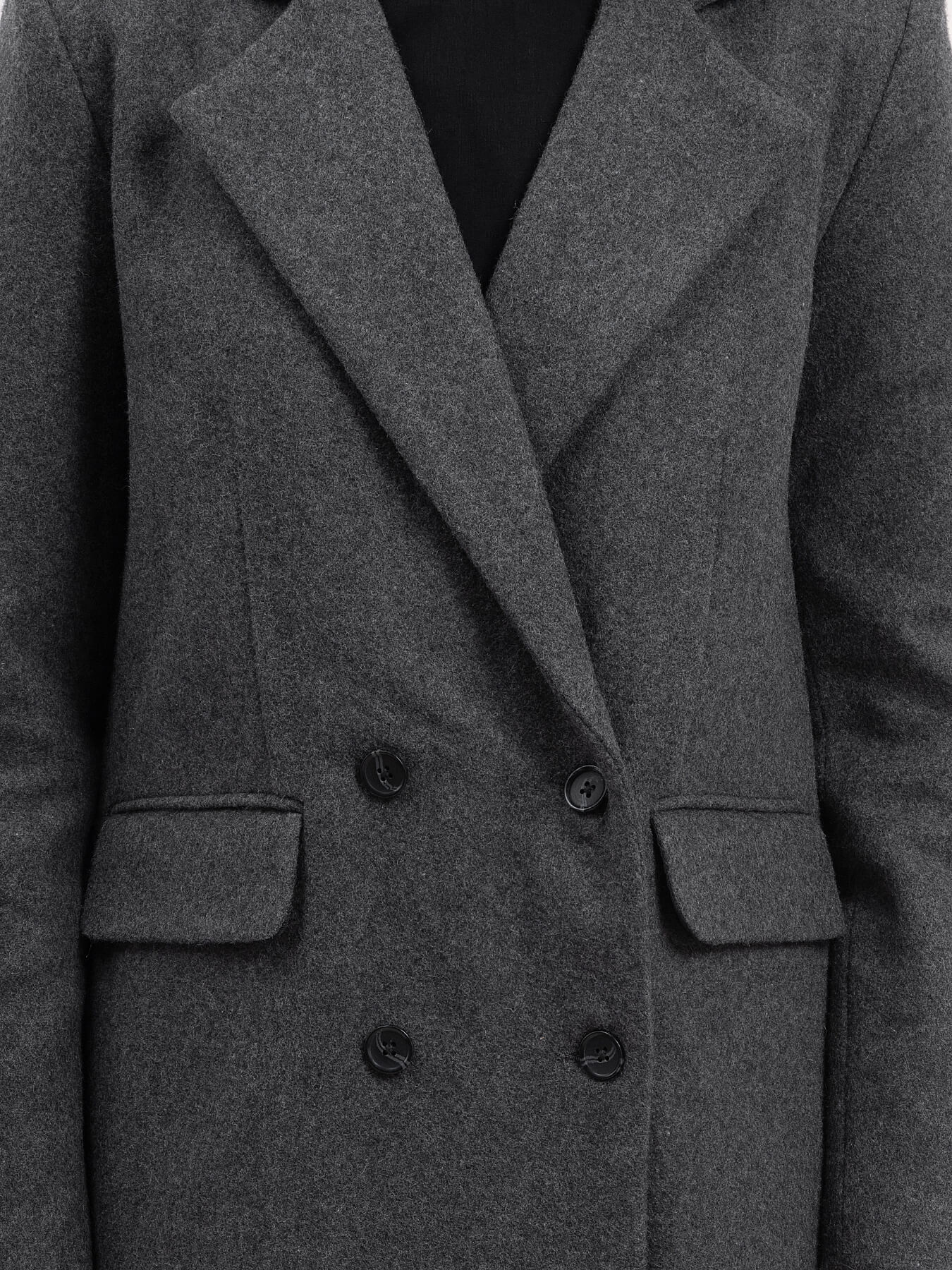 Wool Blend Double Breasted Jacket - Grey