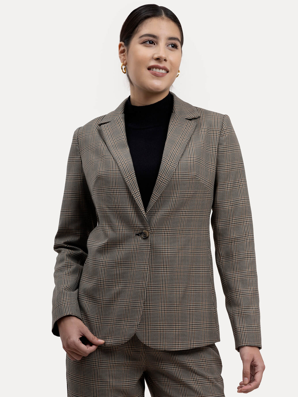 Checkered Single Brested Blazer - Brown and Black| Formal Jackets