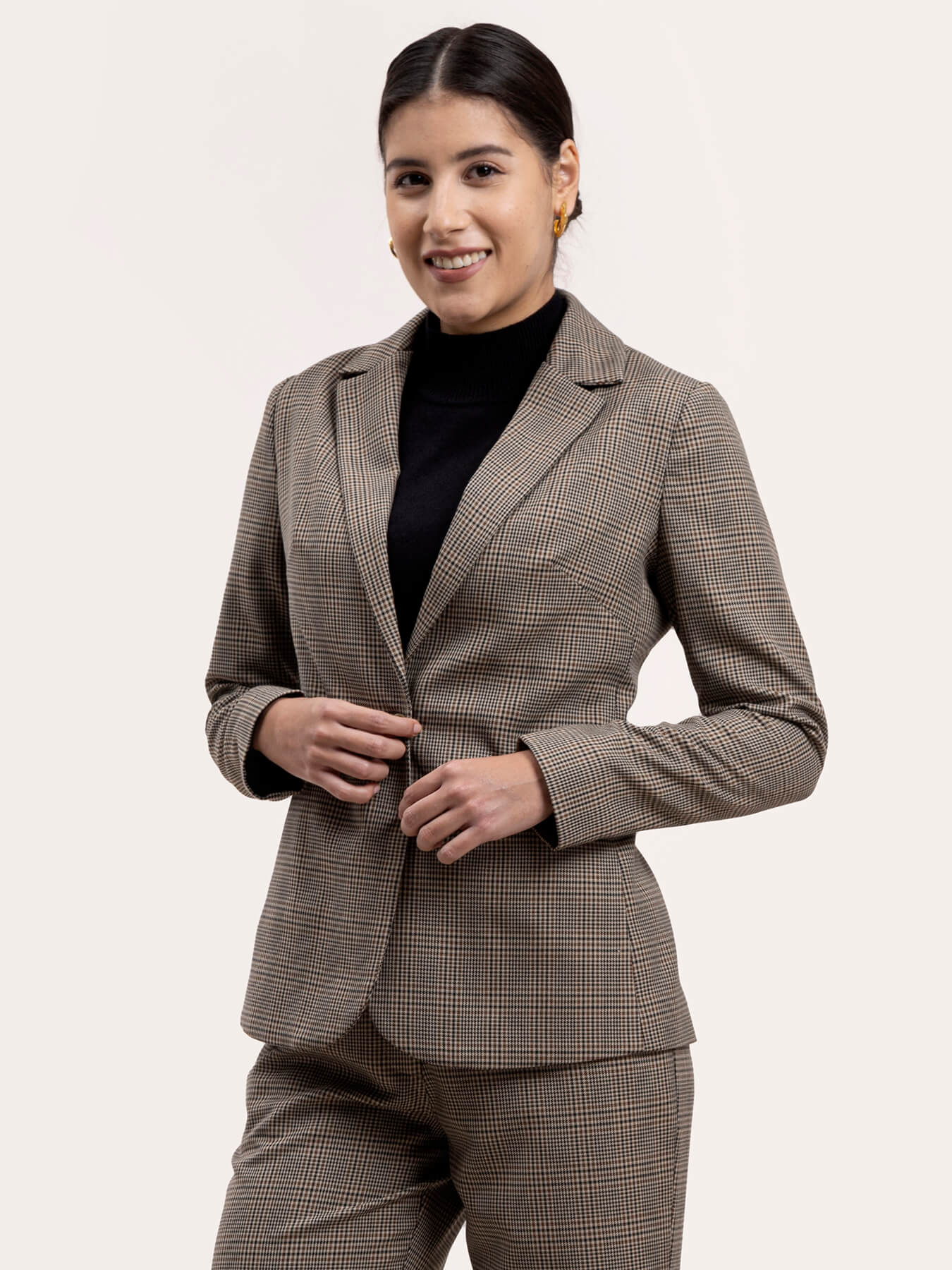 Checkered Single Brested Blazer - Brown and Black| Formal Jackets