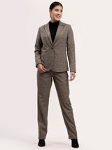 Checkered Single Brested Blazer - Brown and Black| Formal Jackets