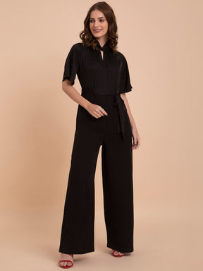 Wide Legged Bell Sleeves Jumpsuit - Black