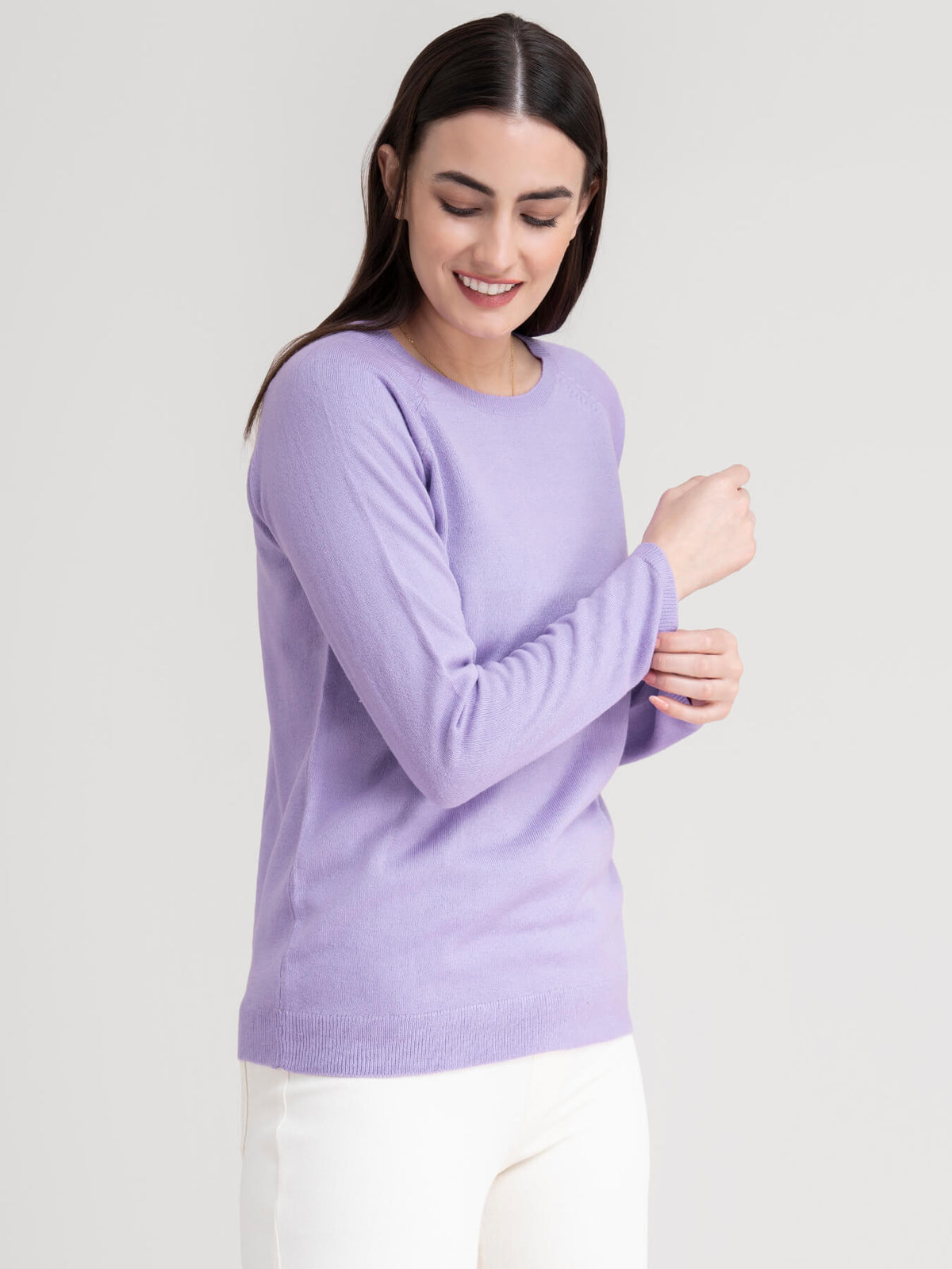 Raglan Sleeve Knit Sweater - Lilac