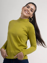 LivSoft Band Neck Sweater - Acid Green