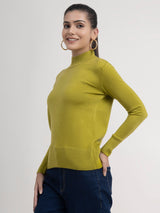 LivSoft Band Neck Sweater - Acid Green