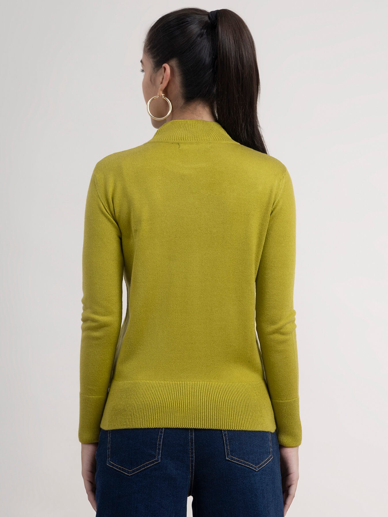 LivSoft Band Neck Sweater - Acid Green