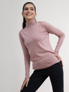 LivSoft Band Neck Sweater - Dusty Pink