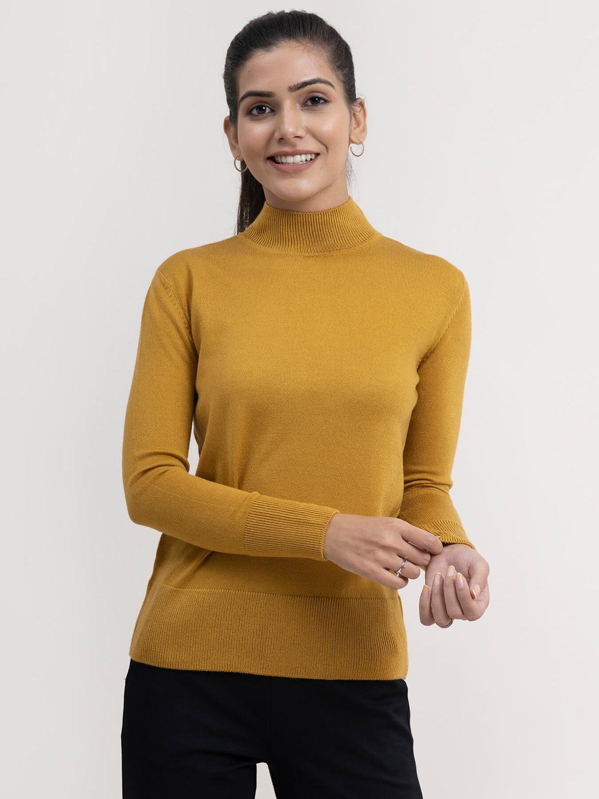 LivSoft Band Neck Sweater - Mustard