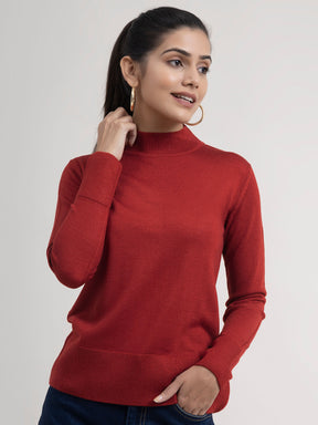 LivSoft Band Neck Sweater - Red