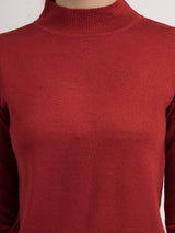 LivSoft Band Neck Sweater - Red