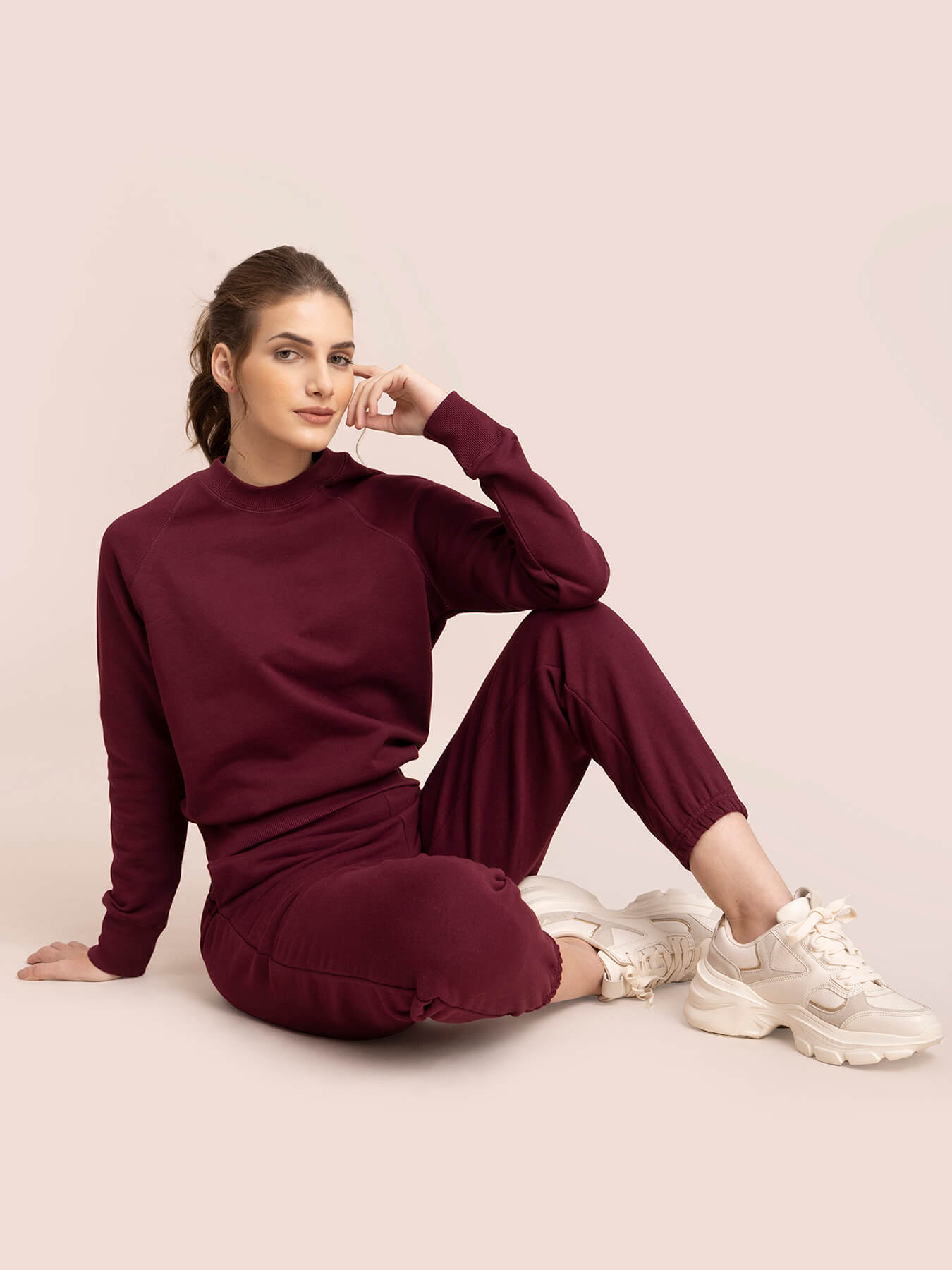 Cotton Roundneck Sweatshirt - Maroon