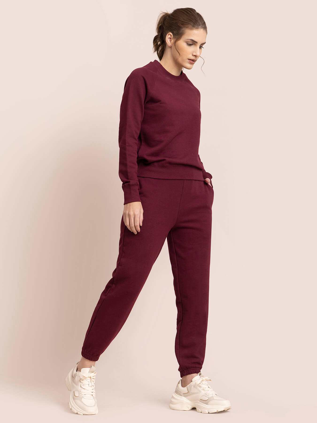 Cotton Roundneck Sweatshirt - Maroon