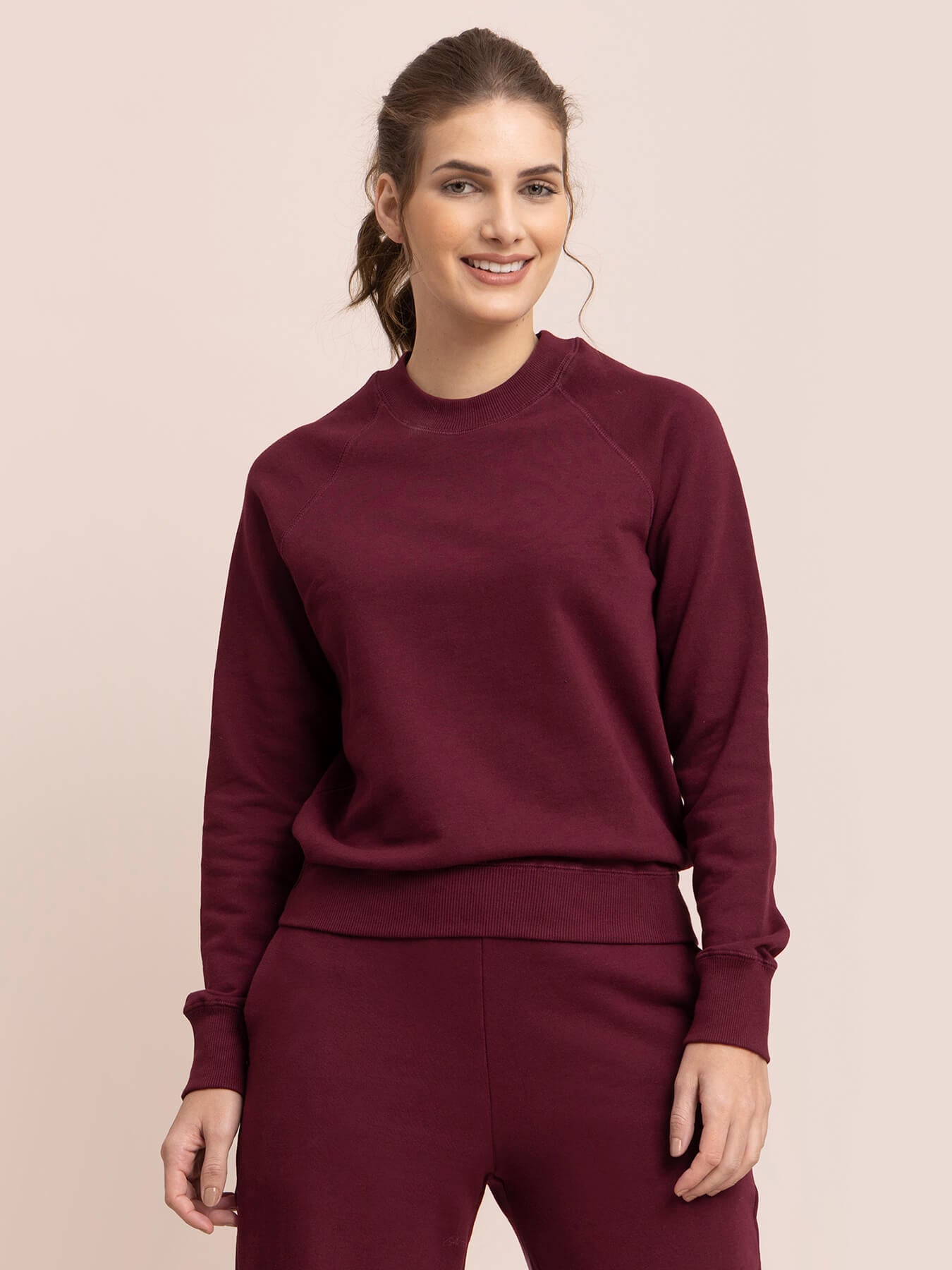 Cotton Roundneck Sweatshirt - Maroon